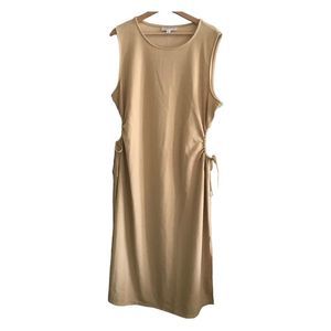 AND NOW THIS Plus Size Midi Dress Camel Brown Sleeveless Side Cutouts Size 3X